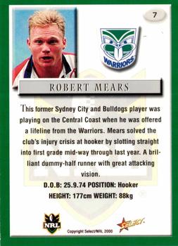 2000 Select #7 Robert Mears Back